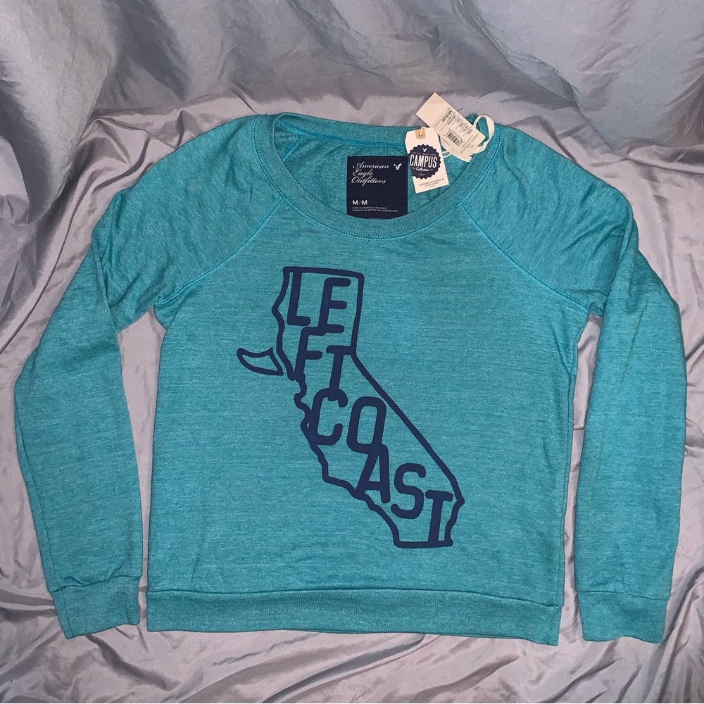 heathered turquoise fitted crewneck lightweight sweatshirt